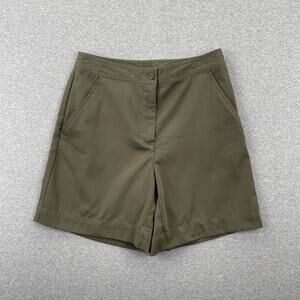 Vintage y2k 90s High Waisted Mom Shorts Size 8 Olive Green Cotton Retro Preppy